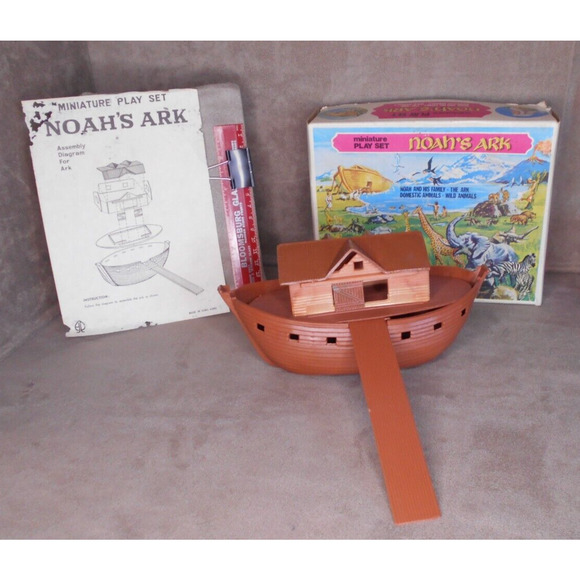 Noah's Ark Miniature Playset w/Box Vintage Made in Hong Kong - Picture 7 of 11
